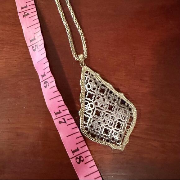 Kendra Scott AIDEN Necklace Gold Silver Filigree Long Chain Two Tone Metal Boho - Picture 11 of 14